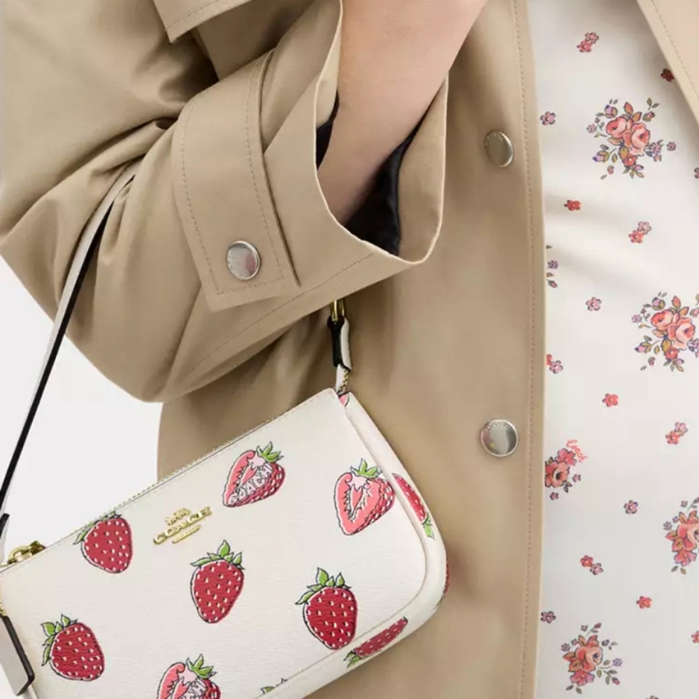 NWT Coach Nolita 19 Leather Shoulder Bag With Strawberry Print CAL25 - Picture 9 of 13